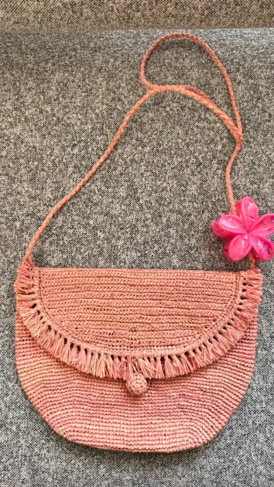 Cartera de paja rosa Parisina - miniatura 1
