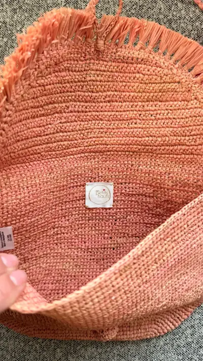 Cartera de paja rosa Parisina - miniatura 2