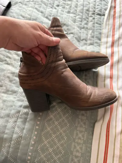 Botines de cuero marrón Natural Soul con tacón alto - miniatura 1