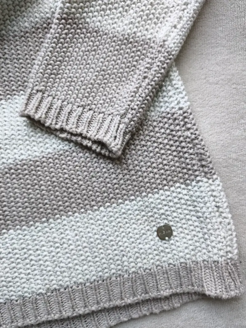 Suéter de rayas beige y blanco talla L - 3