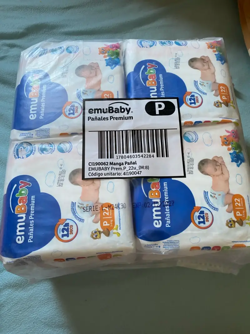 Pañales Premium emuBaby Talla P 124 Unidades - 1