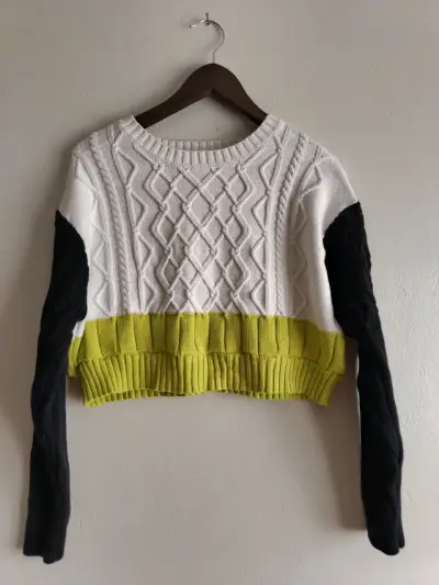 Suéter de punto tricolor para mujer - miniatura 1
