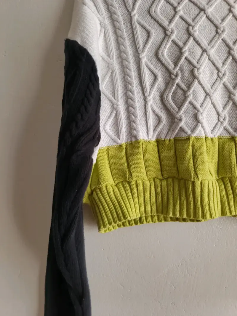 Suéter de punto tricolor para mujer - 2