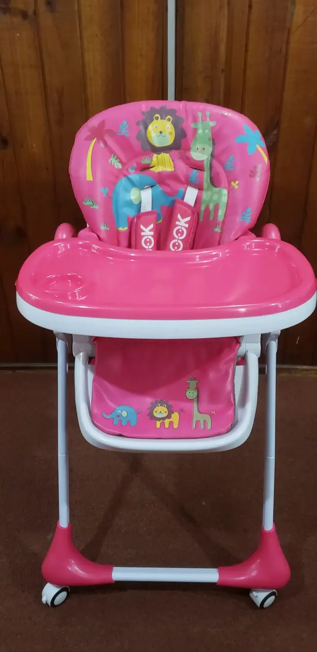 Silla de Comer Infantil Rosa con Animales - 1