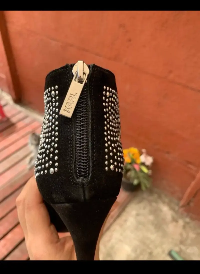 Botines de tacón alto con brillantes negros - 3