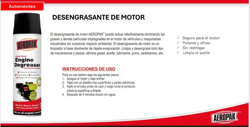 Desengrasante de Motor Aeropak Efectivo (CAJA 12U)