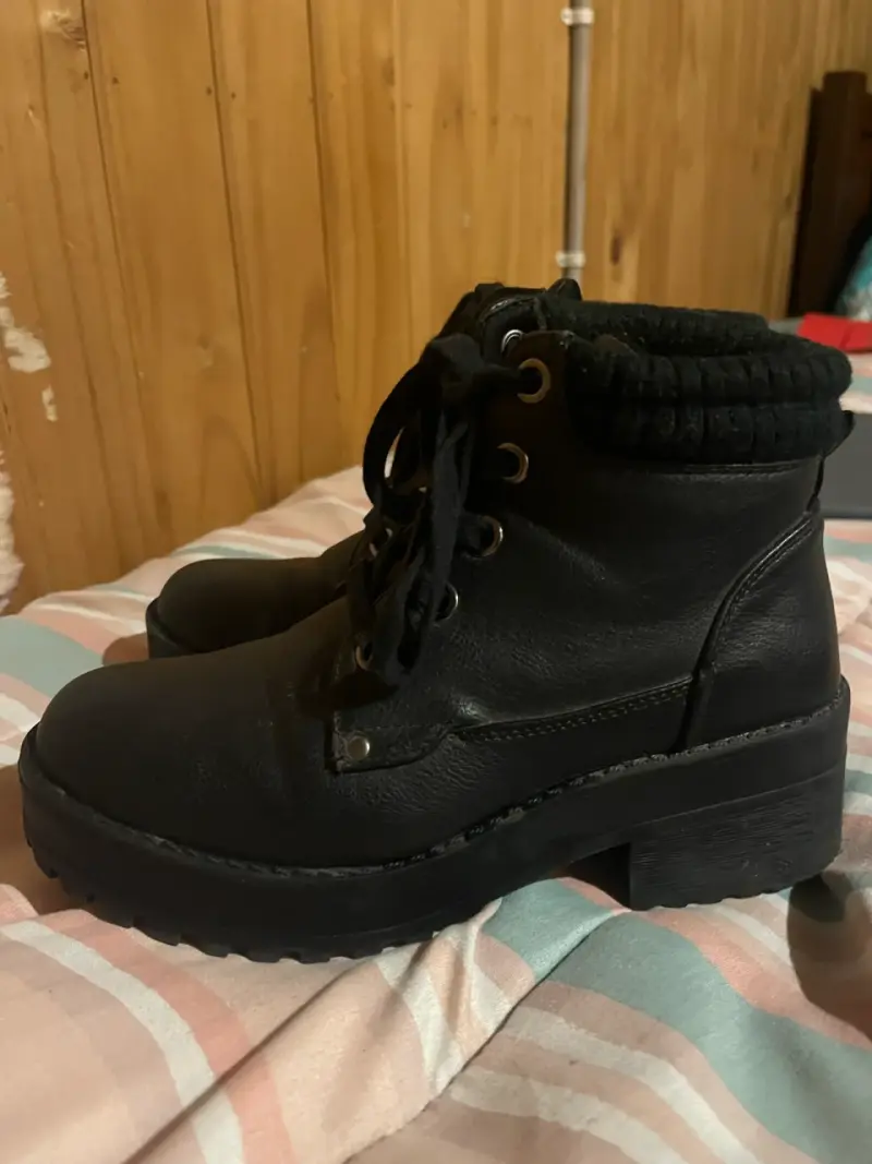 Botines de cuero negro con plataforma - 2