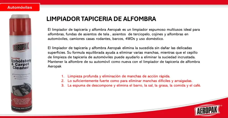 Limpiador de tapicería y alfombra Aeropak 12U