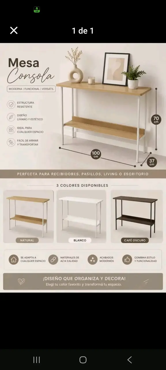 Mesa consola moderna y versátil en color natural - 2