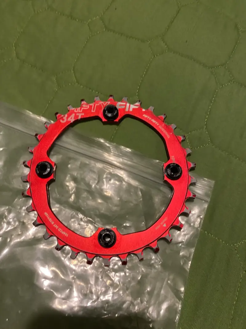 Plato de Bicicleta 34T Rojo fifty-fifty - 1