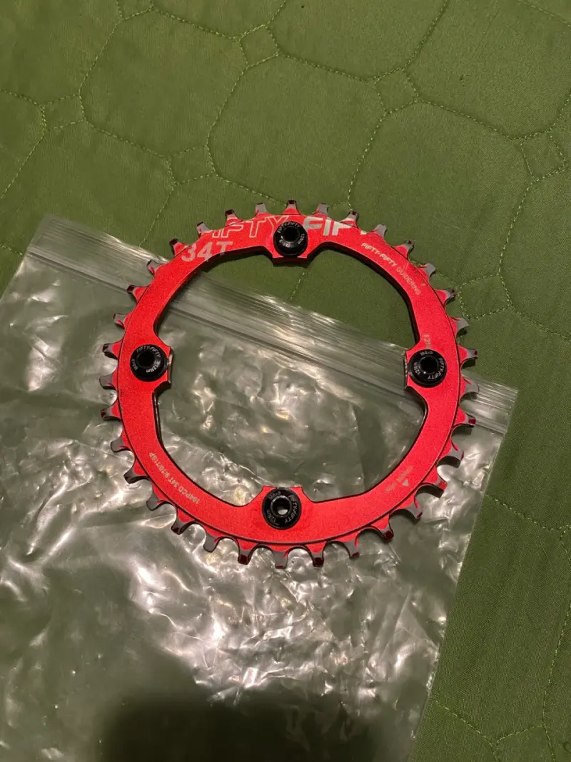 Plato de Bicicleta 34T Rojo fifty-fifty - 2