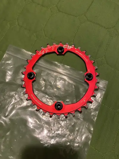 Plato de Bicicleta 34T Rojo fifty-fifty - miniatura 2