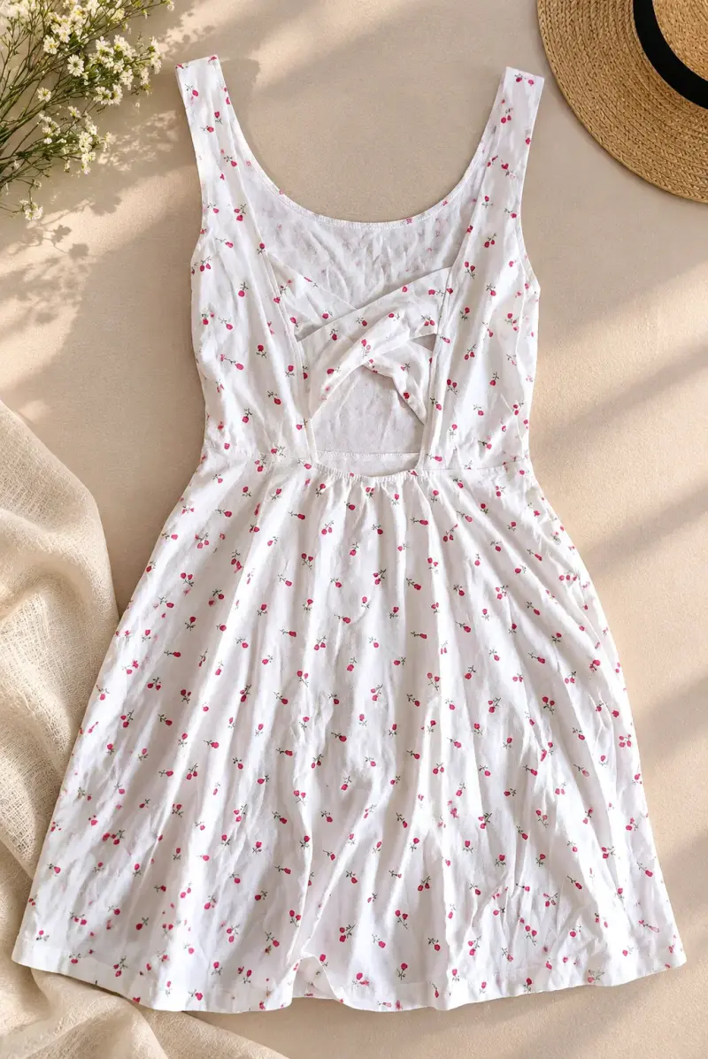 Vestido blanco con estampado de cerezas - 2