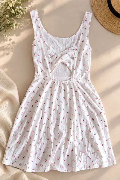 Vestido blanco con estampado de cerezas - miniatura 2