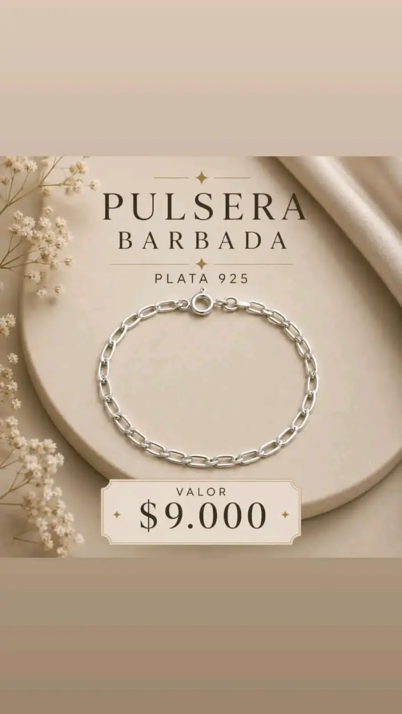 Pulsera Barbada de Plata 925