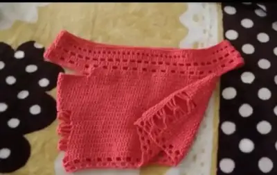 Top tejido a crochet color coral - miniatura 1