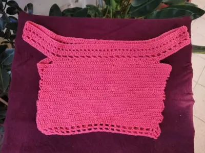 Top tejido a crochet color coral - miniatura 2