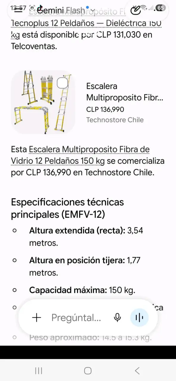 Escalera multipropósito modelo EMVF 12 amarilla - 2