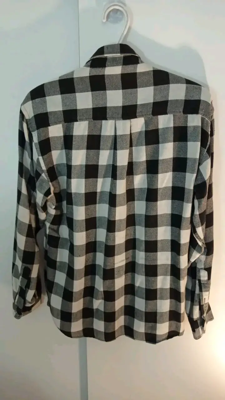 Camisa a cuadros blanco y negro hombre - 2
