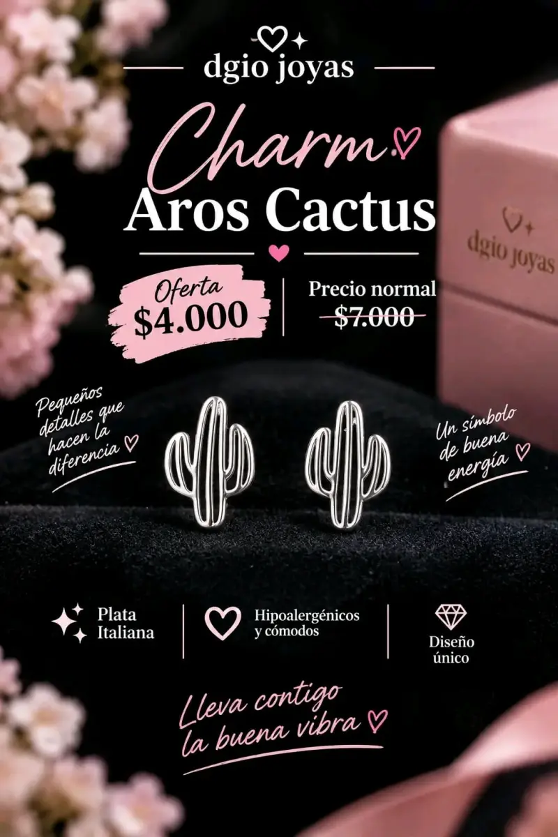 Aros Cactus de Plata Italiana Dgio Joyas