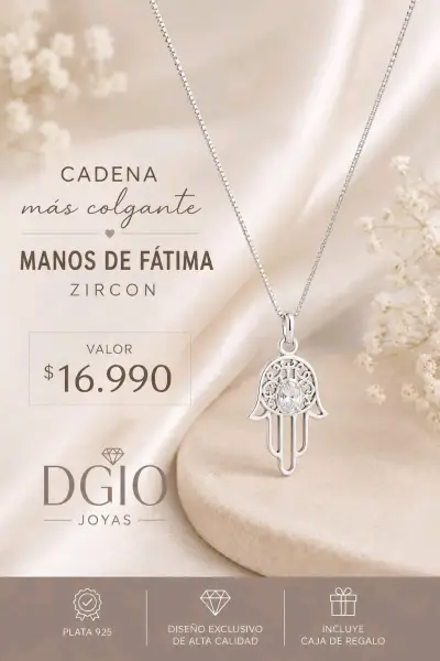 Collar Manos de Fátima en Plata 925 con Zircon - miniatura 1