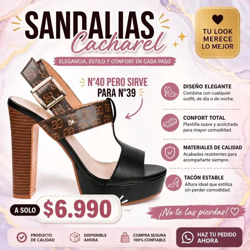Sandalias Cacharel elegantes y cómodas talla 40