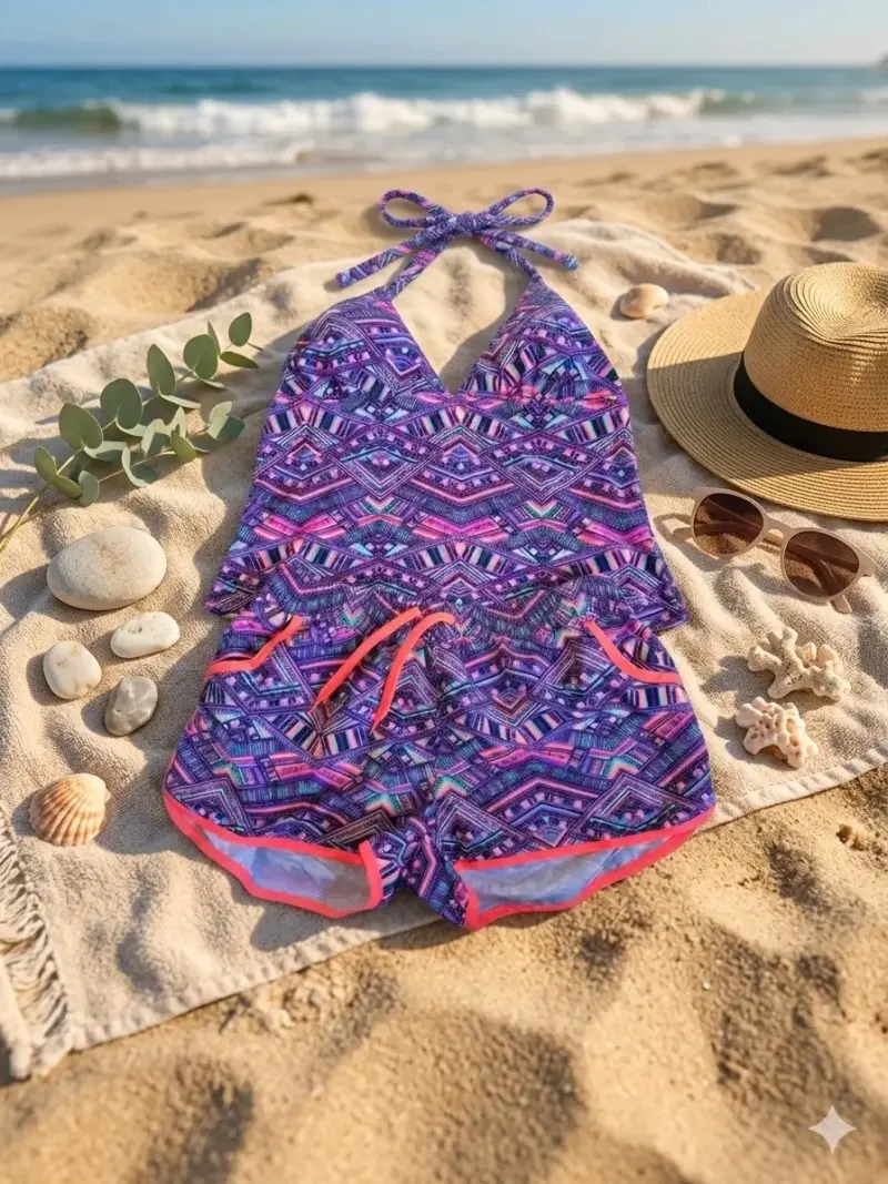 Enterito de Playa Mujer Estampado Geométrico