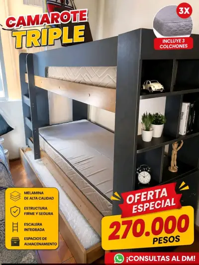 Título para Pulga:Camarote Triple + 3 Colchones | - miniatura 1