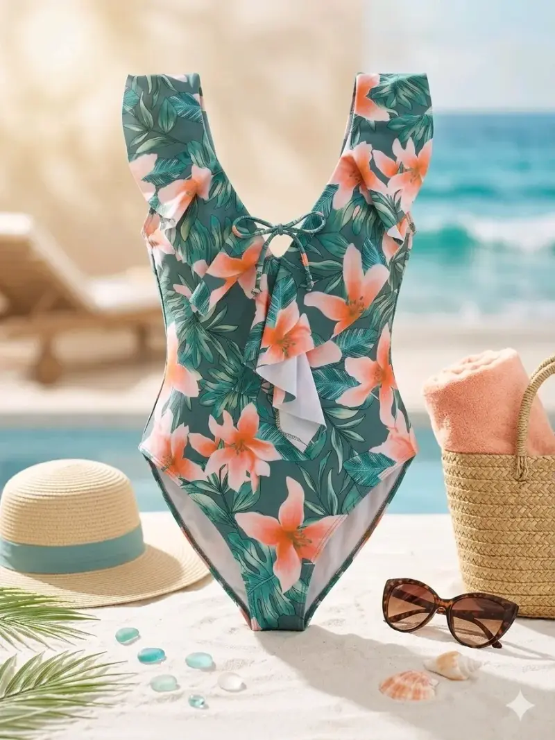 Traje de baño floral para mujer