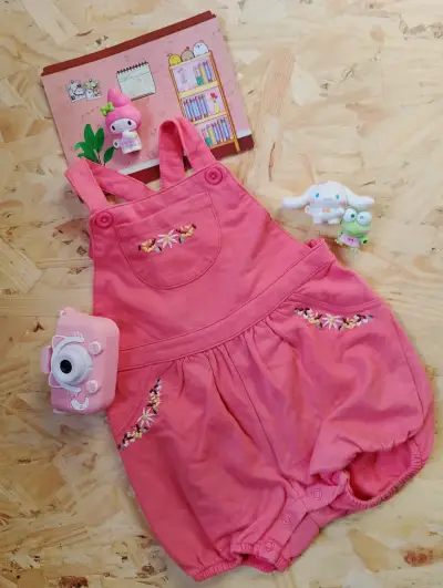 Enterito de bebé bordado rosa y amarillo - miniatura 1