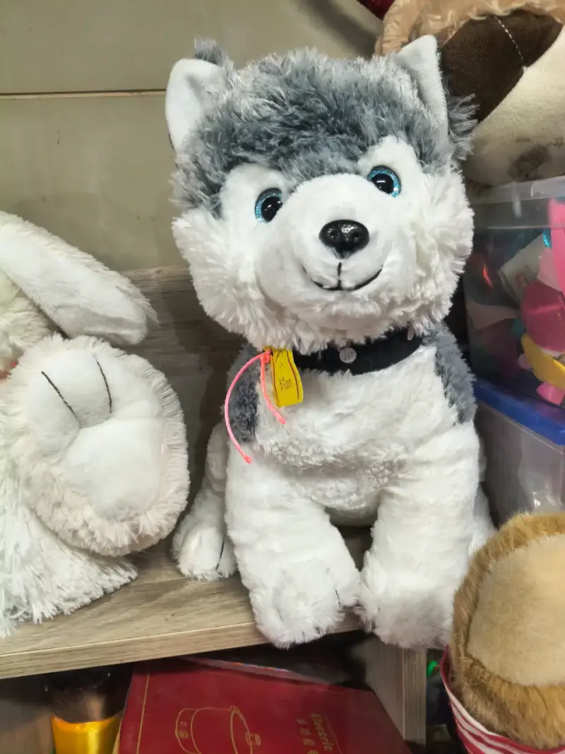 Peluche de conejo gris con lazo azul - 3