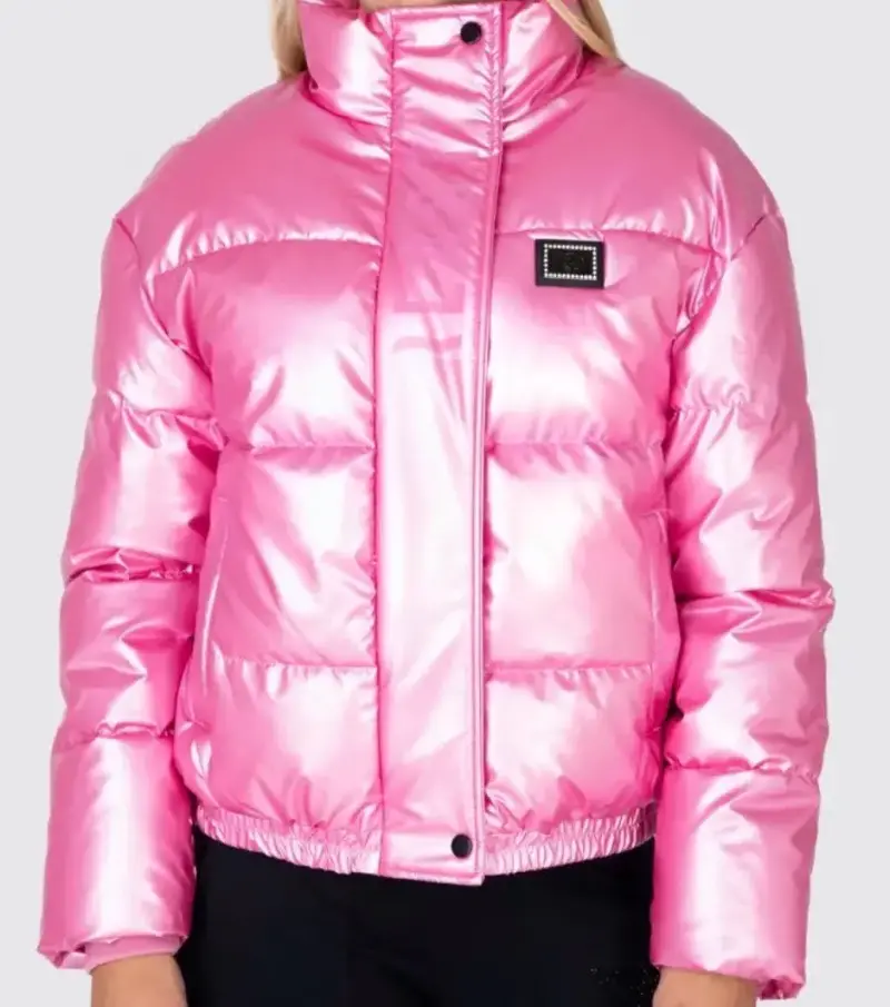 Chaqueta acolchada rosa brillante para mujer