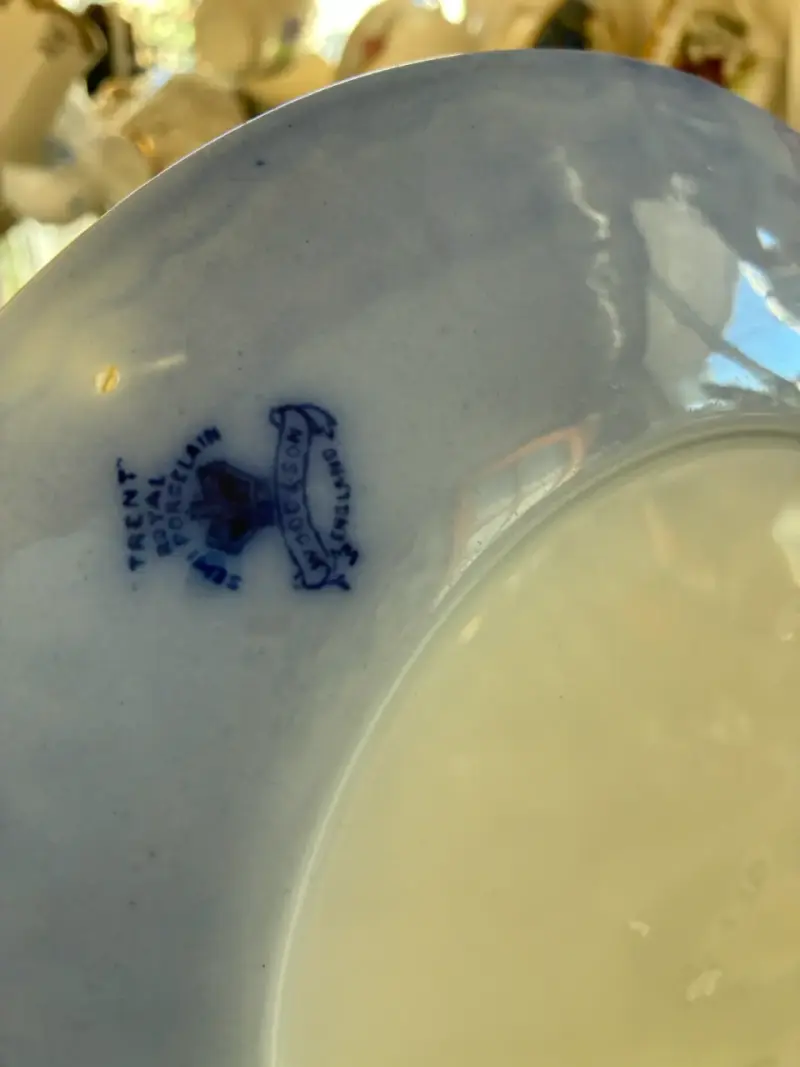Plato de porcelana azul con diseño floral - 2