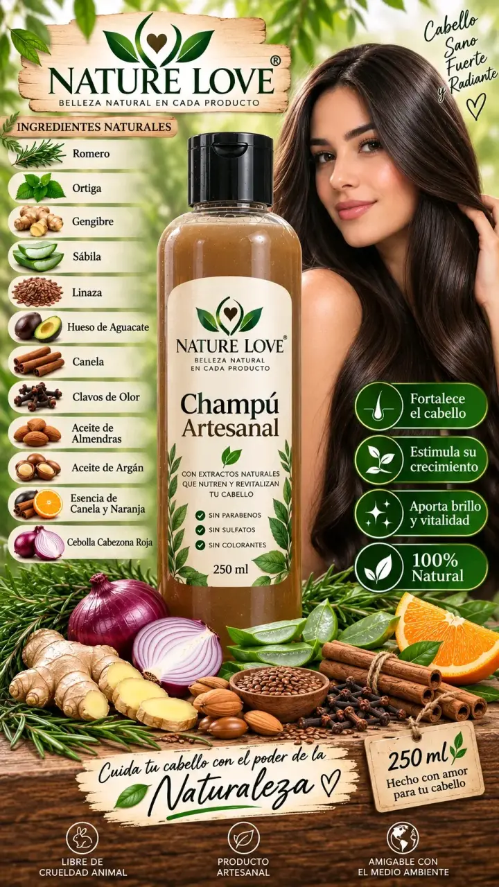 🌿 Champú Artesanal NATURE LOVE 🧴✨