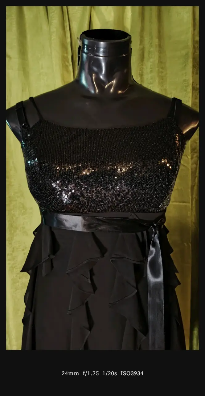 Vestido negro con lentejuelas Biaggini talla 38 - 2