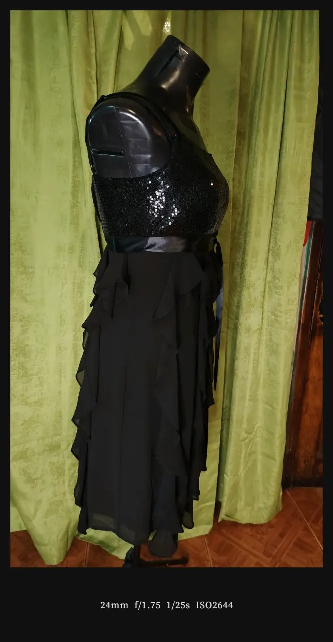 Vestido negro con lentejuelas Biaggini talla 38 - 5