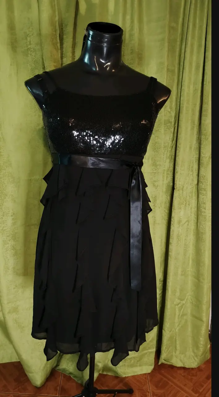 Vestido negro con lentejuelas Biaggini talla 38 - 6