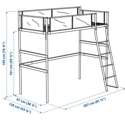 Cama alta infantil Vitval blanco/gris - miniatura 1