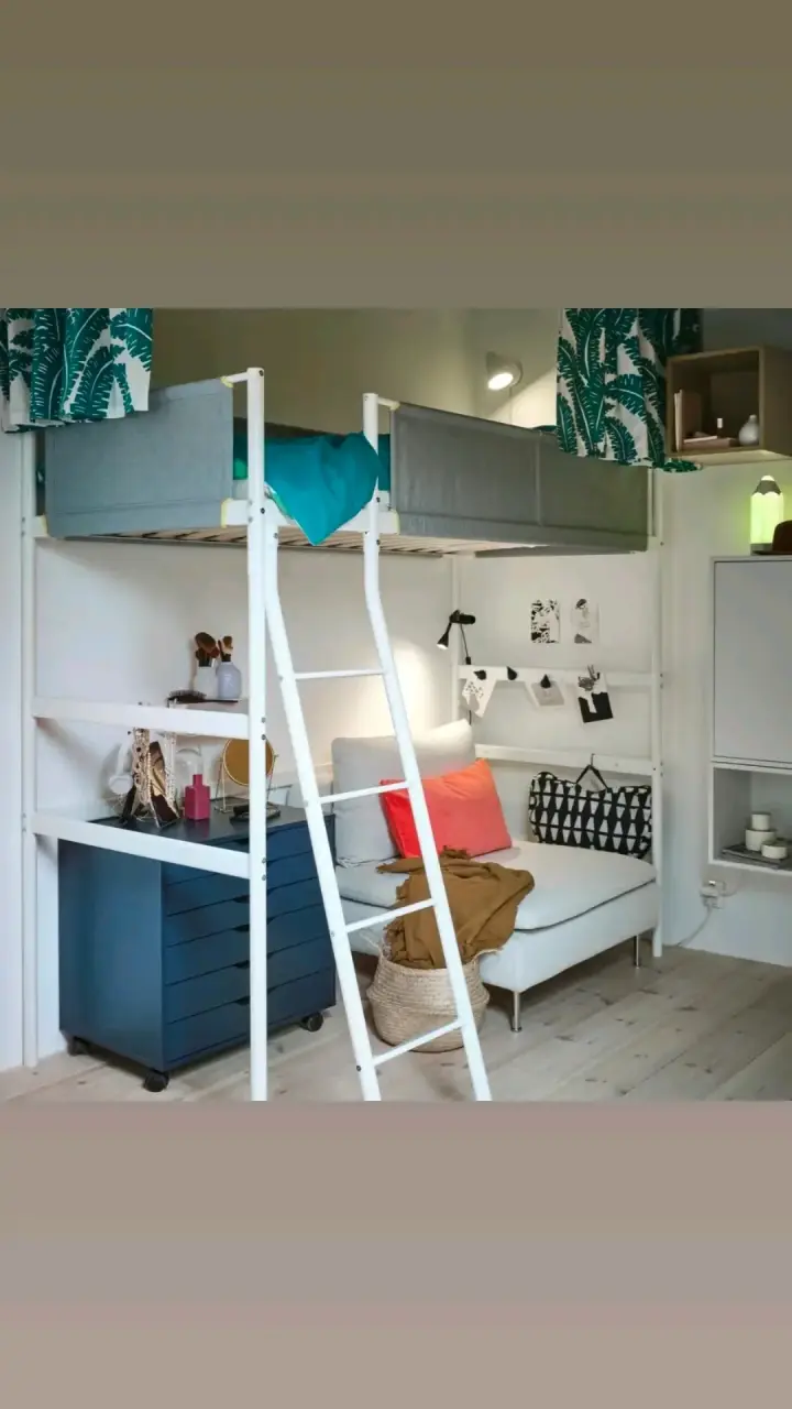 Cama alta infantil Vitval blanco/gris - 2