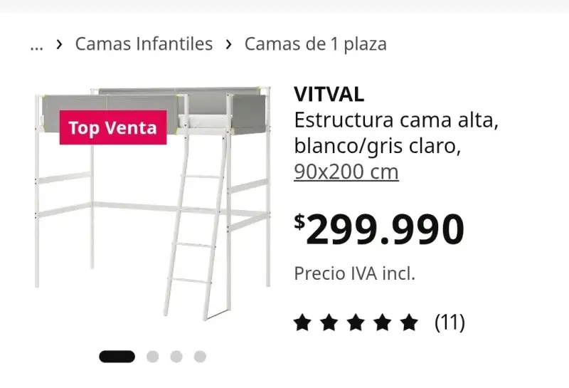 Cama alta infantil Vitval blanco/gris - 3