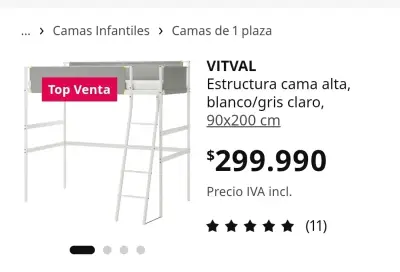 Cama alta infantil Vitval blanco/gris - miniatura 3