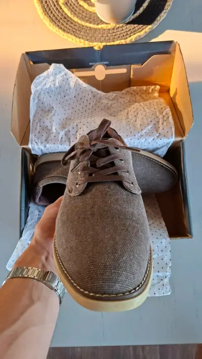 Zapatos casuales de tela gris para hombre - miniatura 2