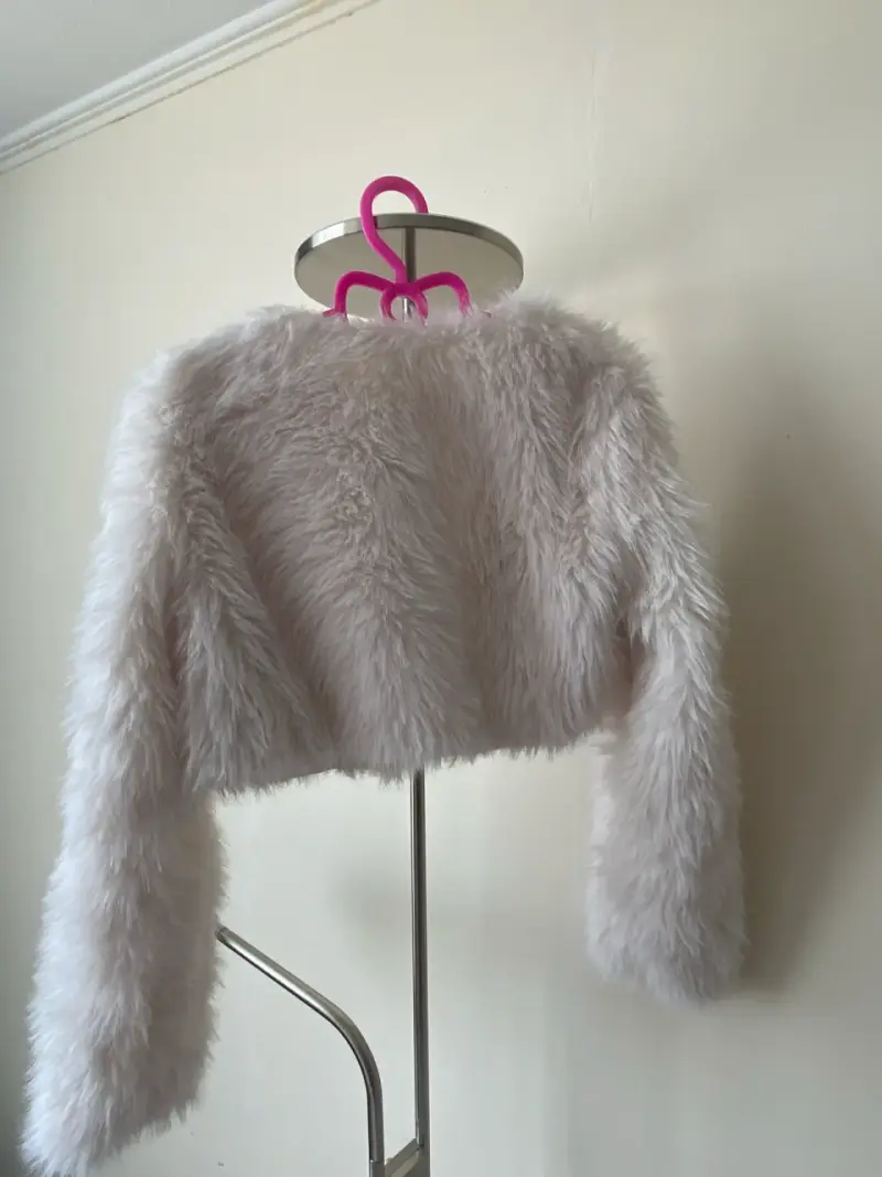 Chaqueta corta de piel sintética blanca - 2