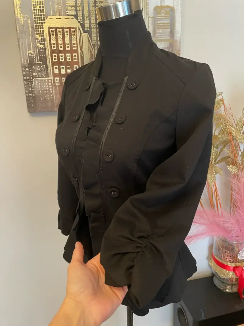 Chaqueta Negra Estilo Militar para Mujer - 4