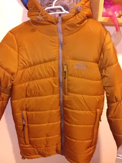 Chaqueta acolchada marrón con capucha NewSports - miniatura 1