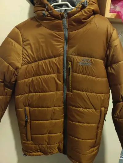 Chaqueta acolchada marrón con capucha NewSports - miniatura 2