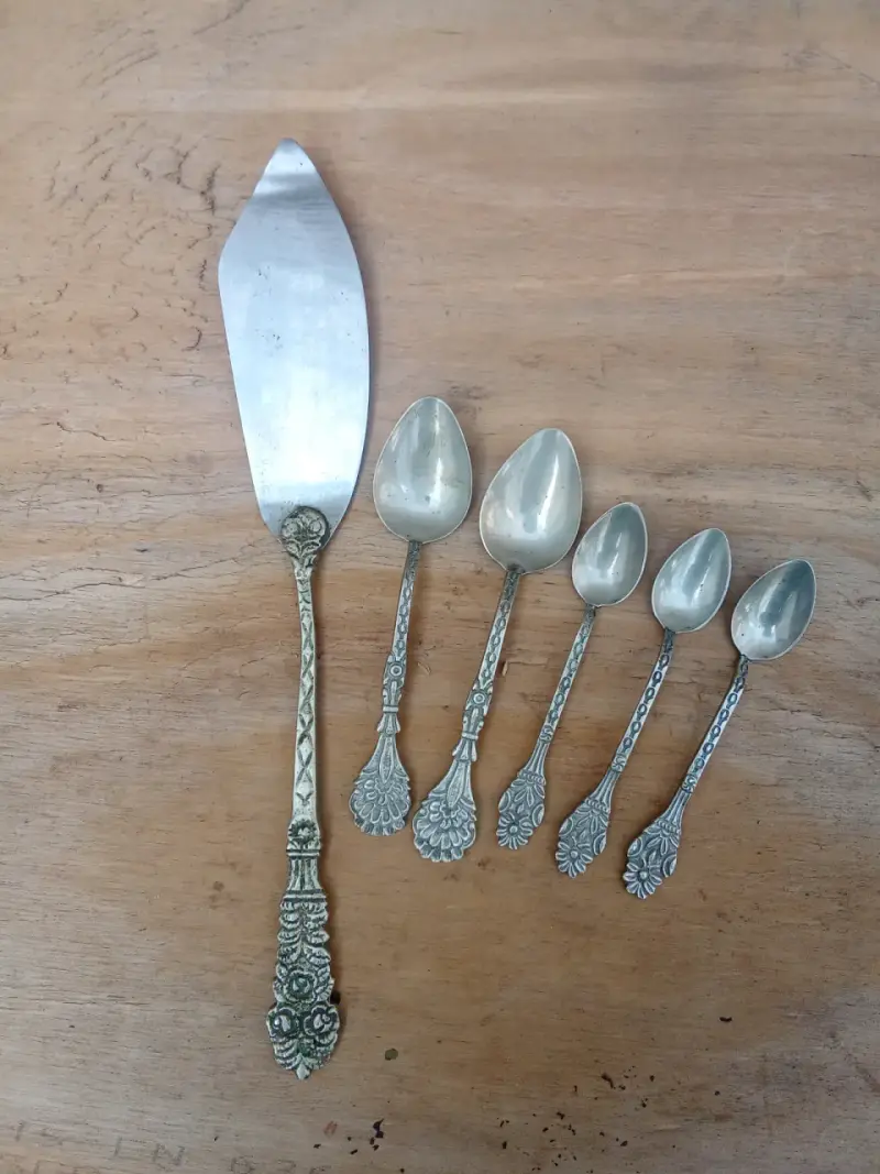 Set de cubiertos antiguos de plata