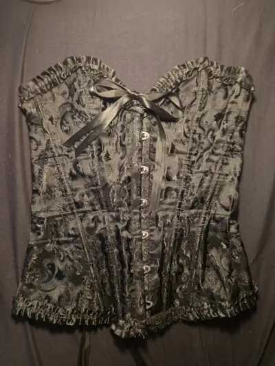 Corset negro de encaje con lazo - miniatura 1