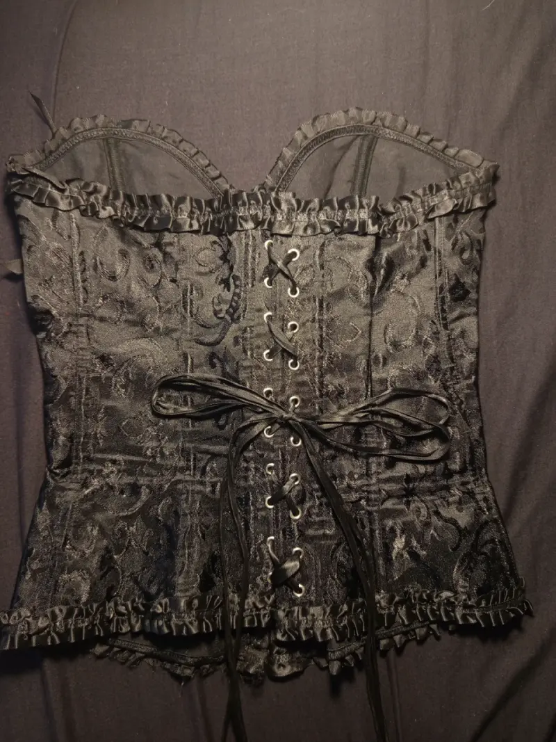Corset negro de encaje con lazo - 2