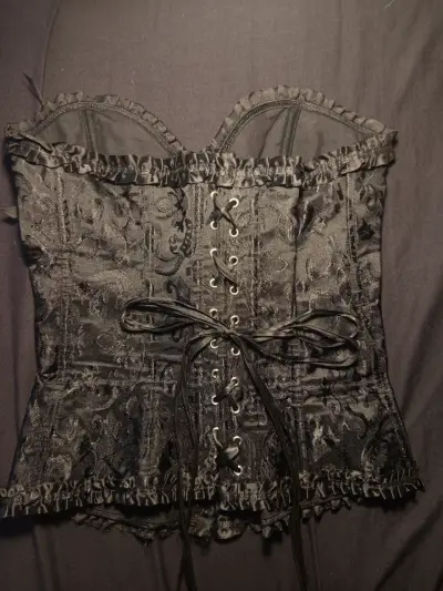 Corset negro de encaje con lazo - miniatura 2